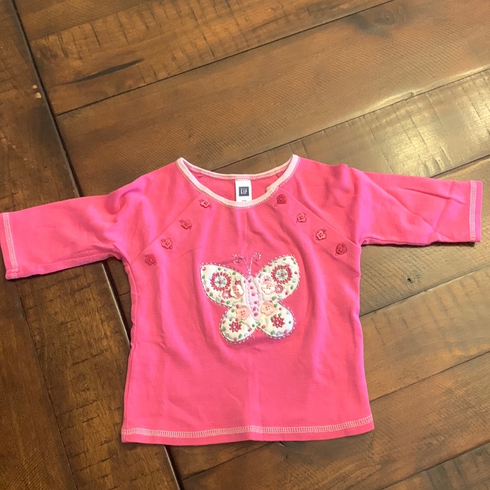 Pink shirt with butterfly embroidered detail